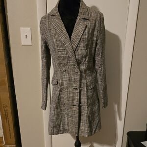 Lulu's Classic Plaid Blazer in Black and White
